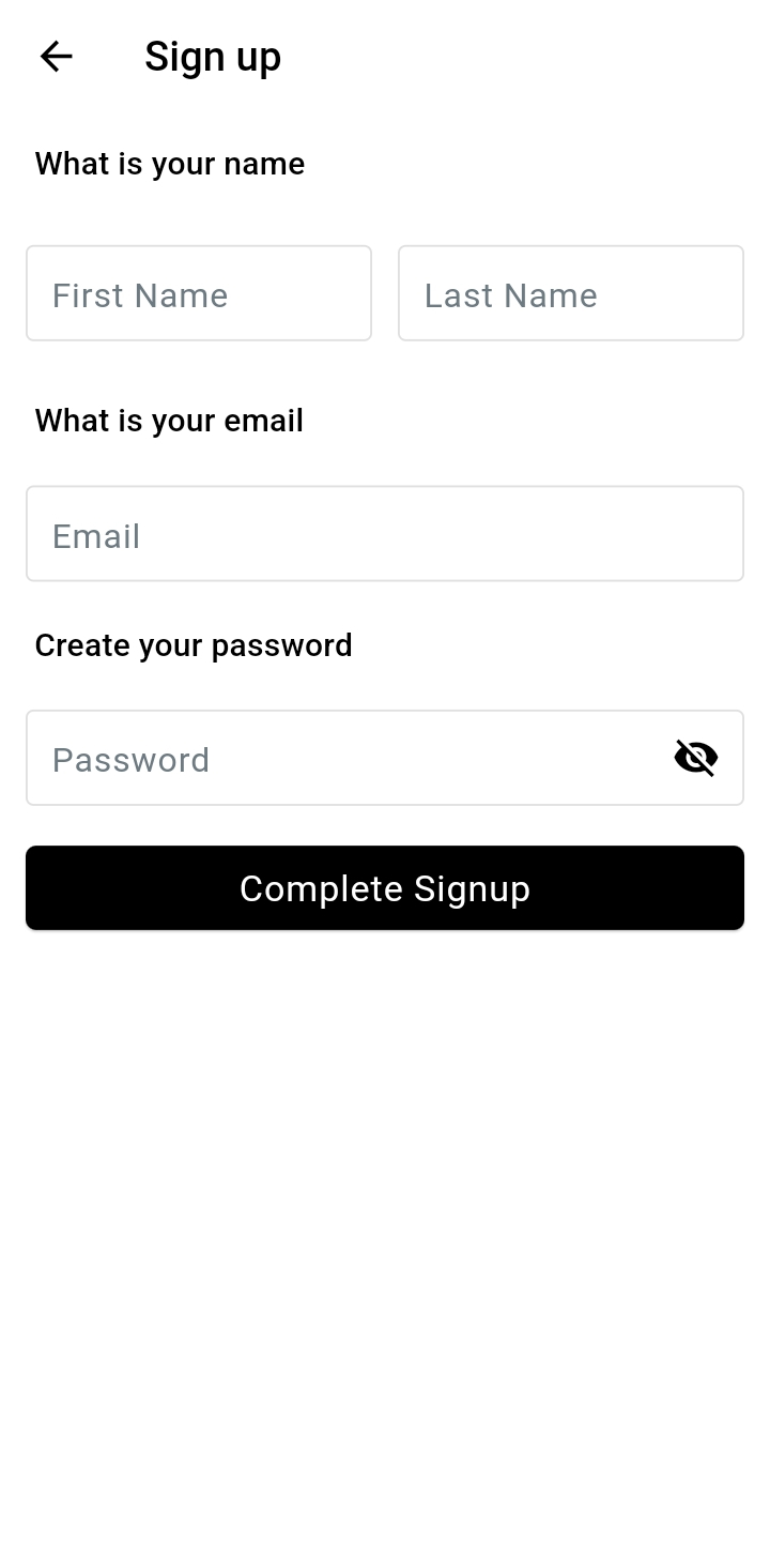 User Registration interface 2