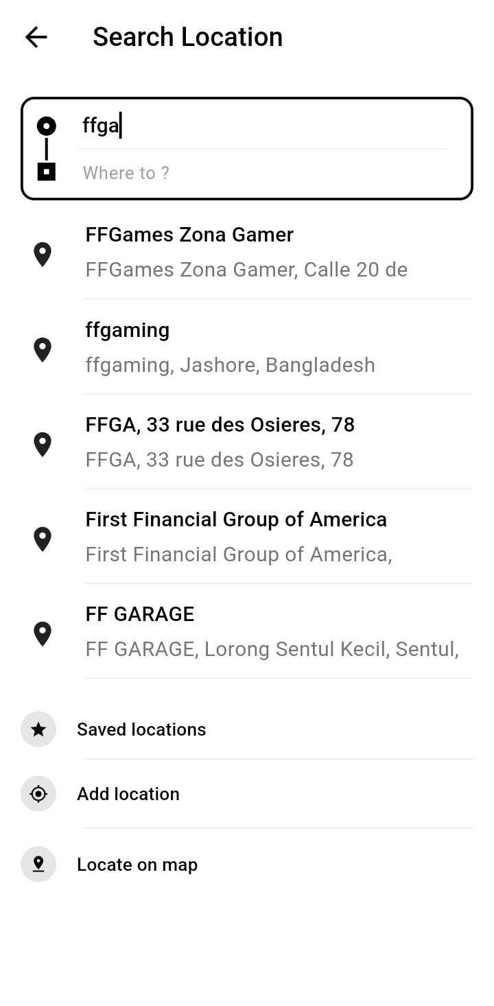 Search Location interface 5