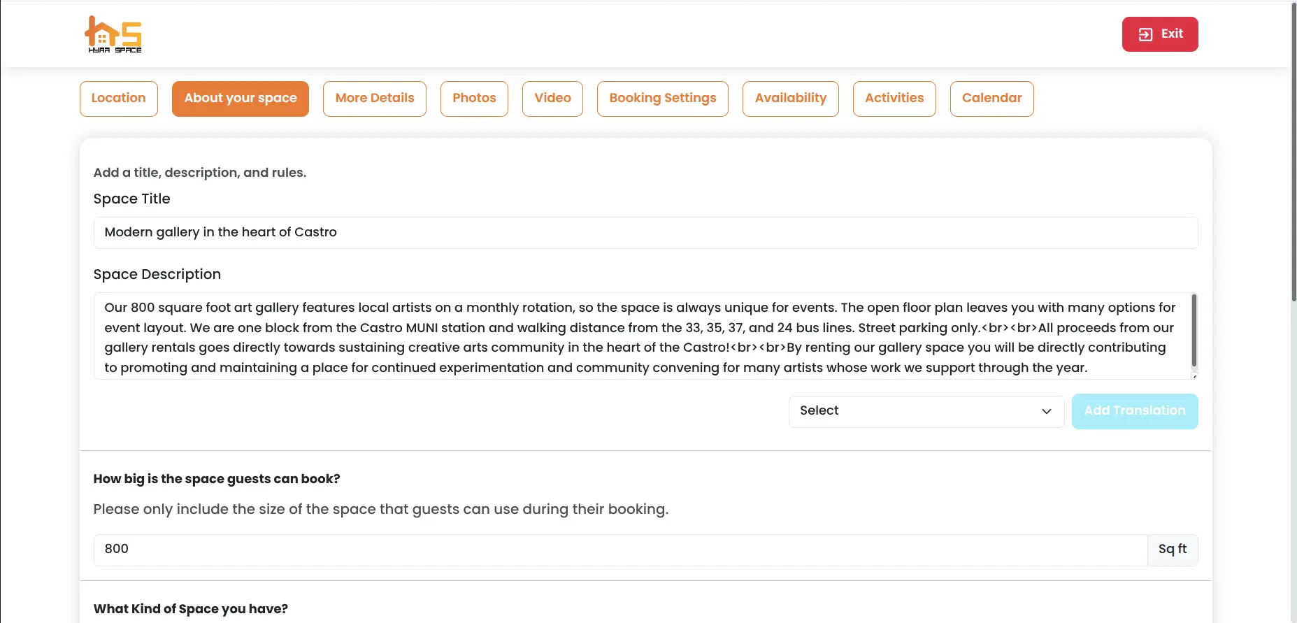 Listing Wizard interface 6